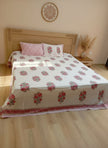 Sage Palm Leaf - Super King Percale Cotton Block Print Bedsheet