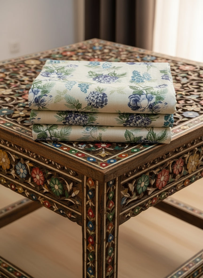 Teal Anokhi Breeze Jaipuri Cotton Bedsheet 270 x 270 cm with 4 Pillow Covers