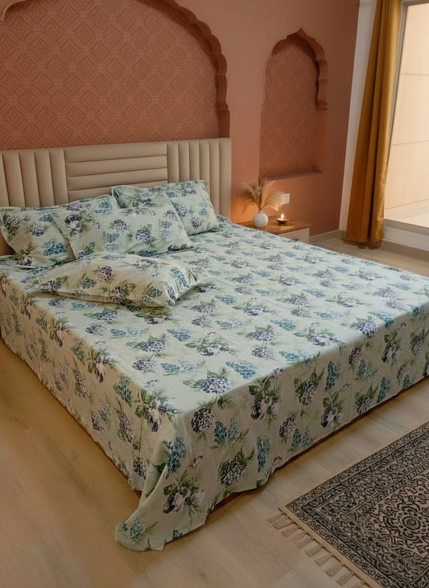 Terracotta Anokhi Vine Bloom Jaipuri Cotton Bedsheet 270 x 270 cm with 4 Pillow Covers