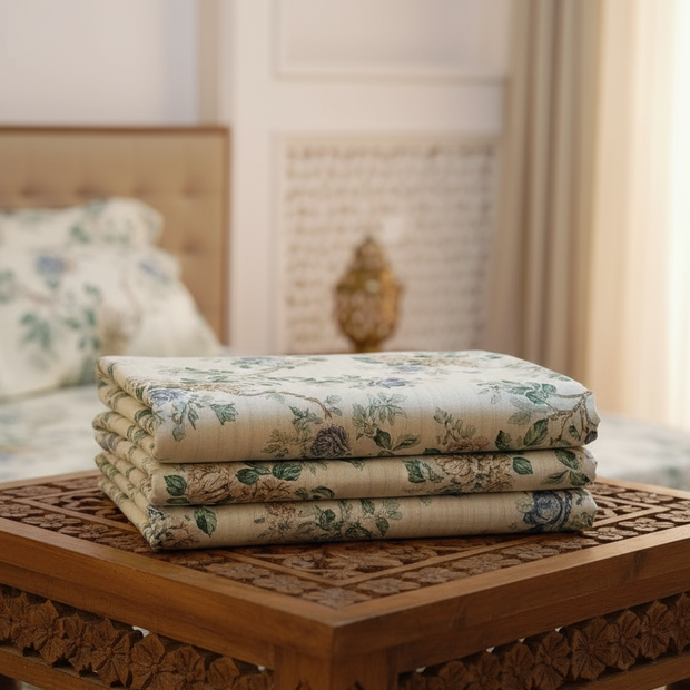 Sandy Anokhi Bloom Trail – Super King Size Jaipuri Cotton Bedsheet (270 x 270 cm) | Includes 4 Pillow Covers