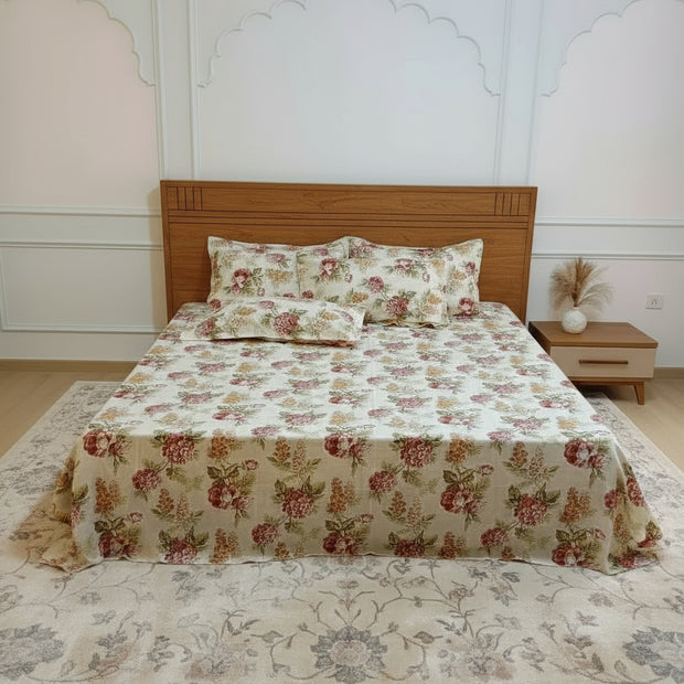 Aqua Anokhi Grace Jaipuri Cotton Bedsheet 270 x 270 cm with 4 Pillow Covers