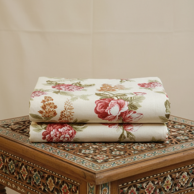 Aqua Anokhi Grace – Super King Size Jaipuri Cotton Bedsheet (270 x 270 cm) | Includes 4 Pillow Covers