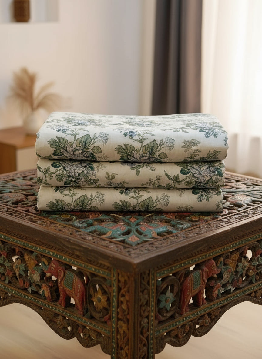 Rose Anokhi Floral Dream Jaipuri Cotton Bedsheet 270 x 270 cm with 4 Pillow Covers