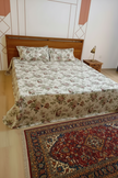 Soft Beige Anokhi Blossom – Super King Size Jaipuri Cotton Bedsheet (270 x 270 cm) | Includes 2 Pillow Covers