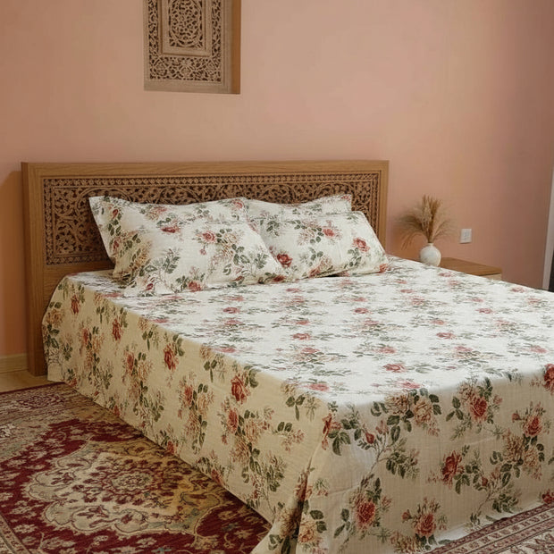 Blue Anokhi Petal Whisper Jaipuri Cotton Bedsheet 270 x 270 cm with 4 Pillow Covers