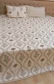 Gulshan — Garden of Flowers – Standard King Size Reversible Jaipuri Cotton Quilted Bedspread | Hand Block Printed | 2-Sided Design | 2 - Pillow covers | Set