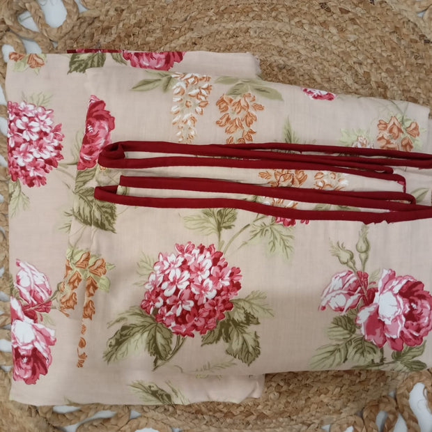 Rosé Meadow Bloom Dohar (Single Size, Set of 2 60 by 90 Inch) | Malmal Muslin Cotton | Lightweight &amp; Breathable