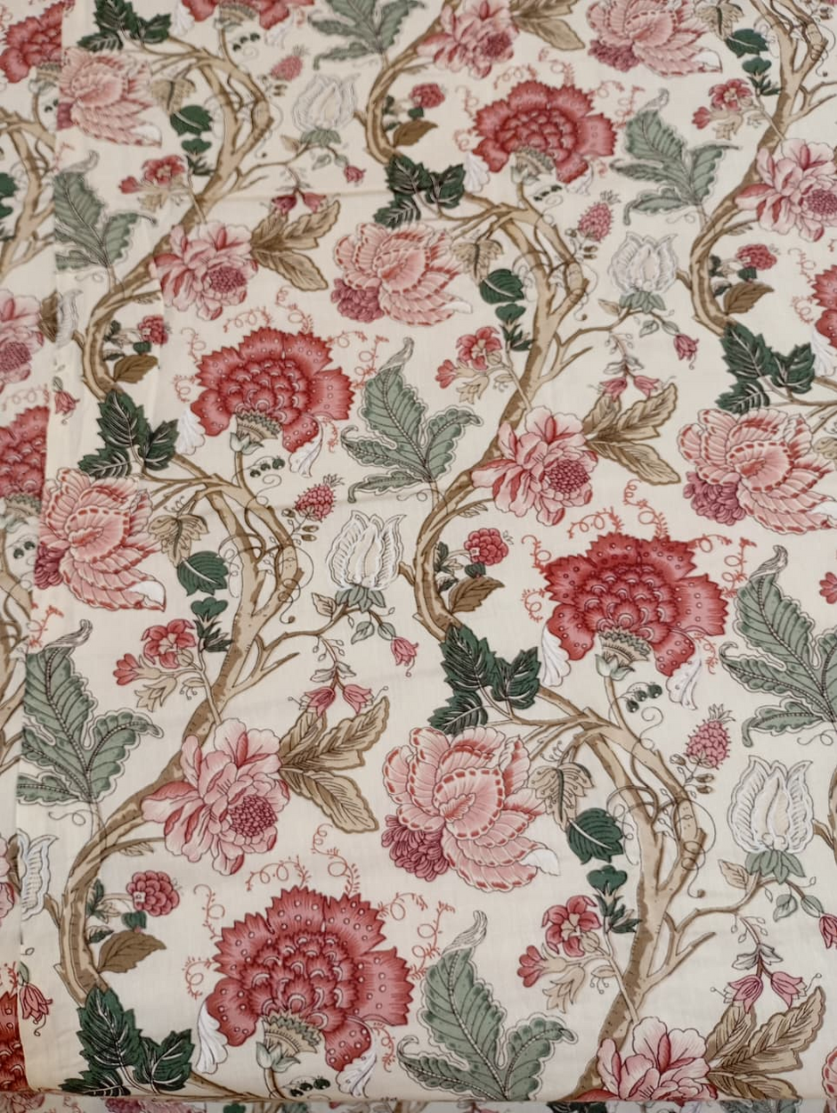 Rosewood Garden Jaipuri Floral Muslin Dohar – Standard King Size (90 x 102 inches) | Muslin Cotton | Lightweight All-Season Comfort