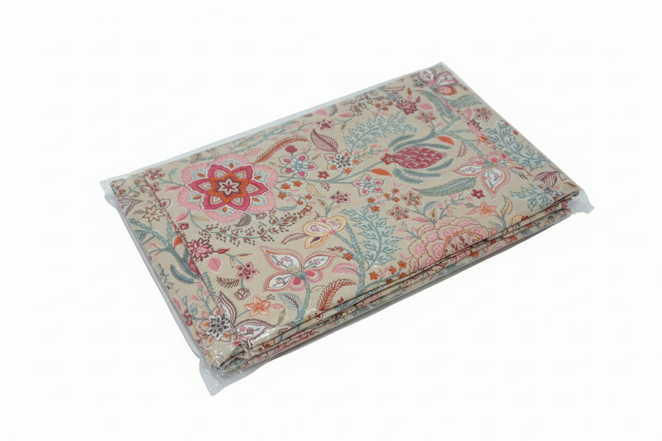 Floral Garden Bliss – Super King Size Bedsheet (270 x 270 cm) | 100% Cotton | Includes 2 Pillow Covers