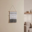 Ivory Charcoal Handwoven Wall Art – Textured Textile Hanging | 50 x 70 cm