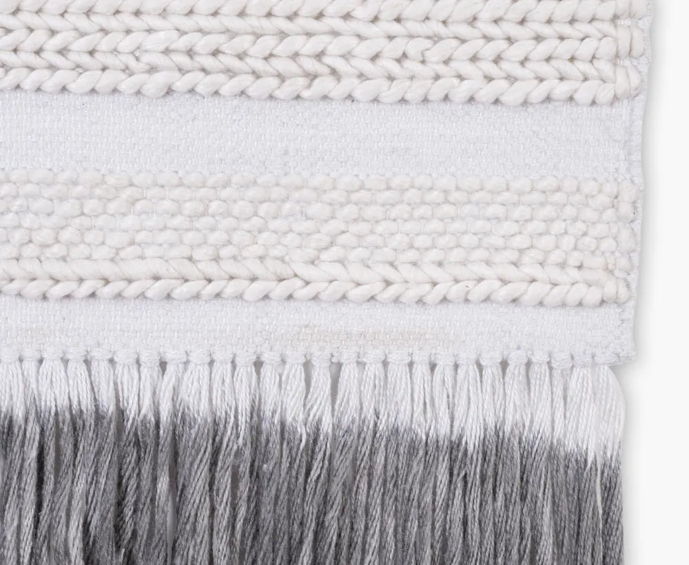 Ivory Charcoal Handwoven Wall Art – Textured Textile Hanging | 50 x 70 cm