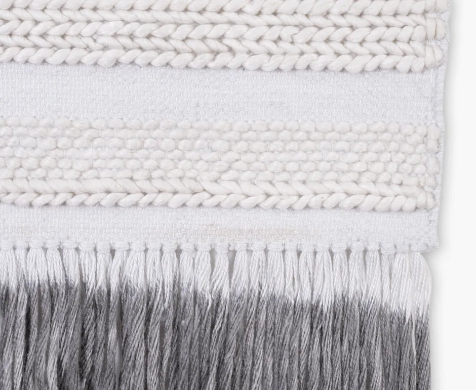 Ivory Charcoal Handwoven Wall Art – Textured Textile Hanging | 50 x 70 cm