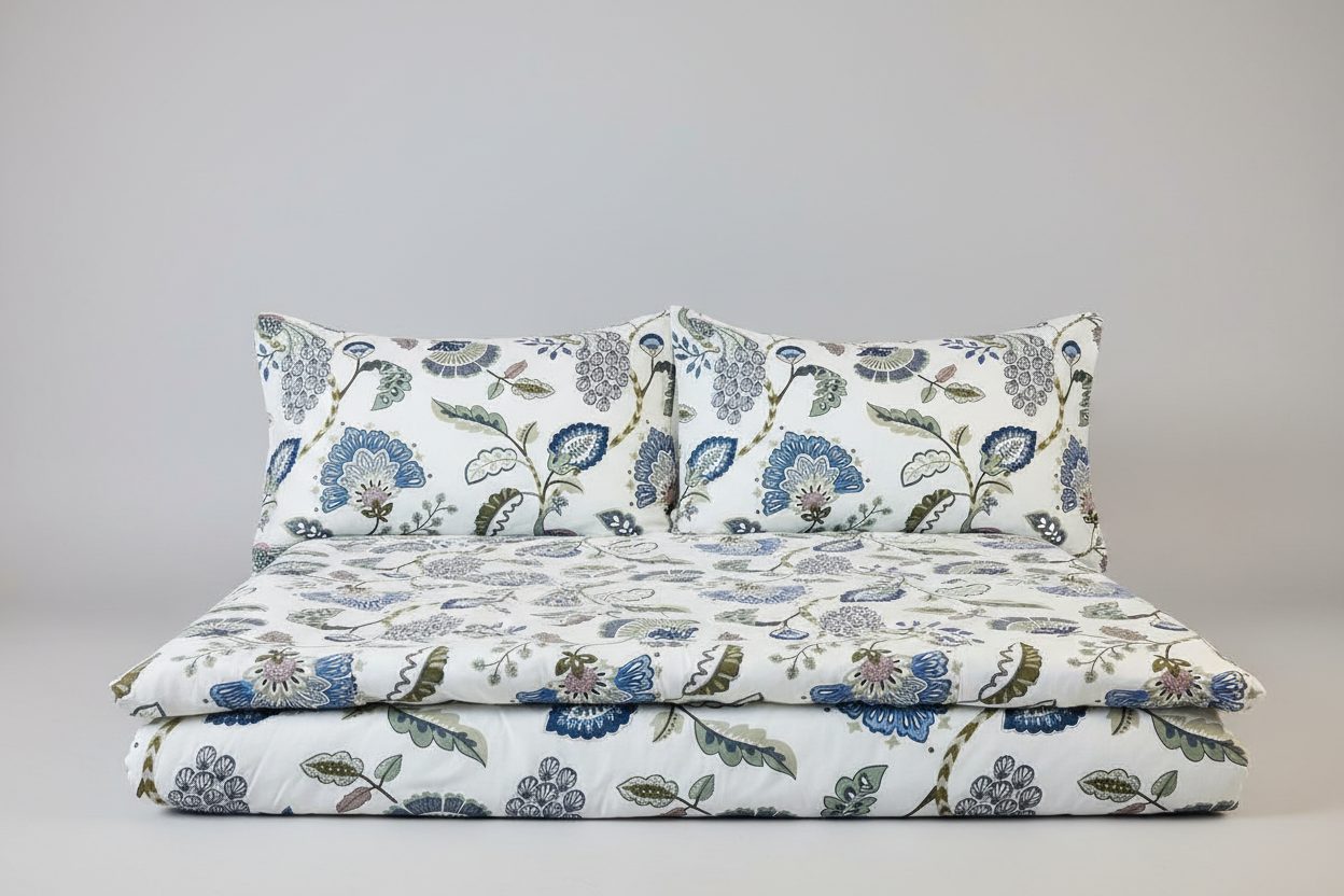 Royal Peacock Garden – Super King Size Bedsheet (274 x 274 cm) | 100% Jaipuri Cotton | Includes 2 Pillow Covers