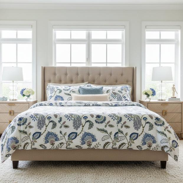 Royal Peacock Garden – Super King Size Bedsheet (274 x 274 cm) | 100% Jaipuri Cotton | Includes 2 Pillow Covers