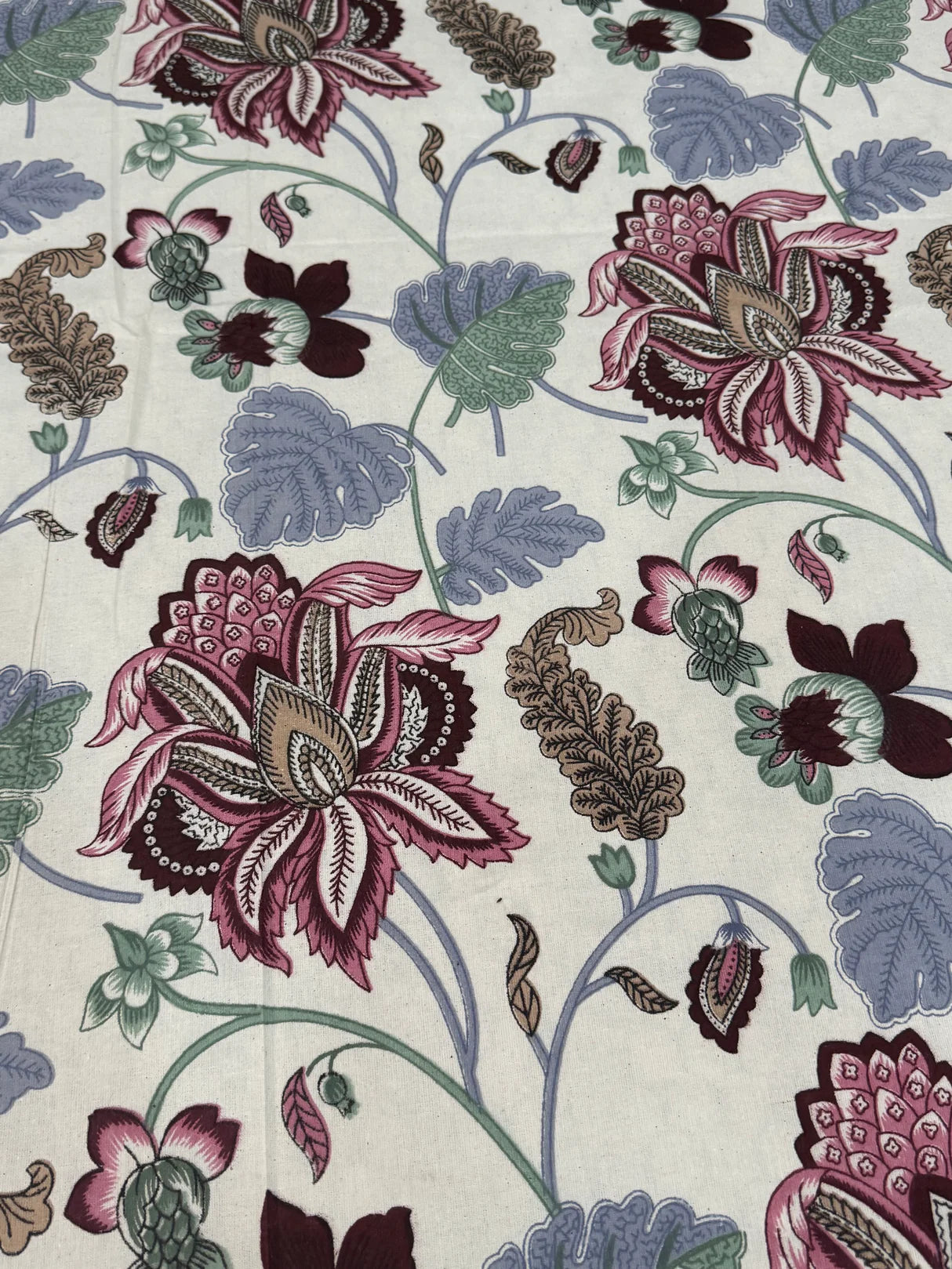 Rosewood Garden – Jumbo King Size Bedsheet (274 x 305 cm) | 100% Jaipuri Cotton | Includes 2 Pillow Covers