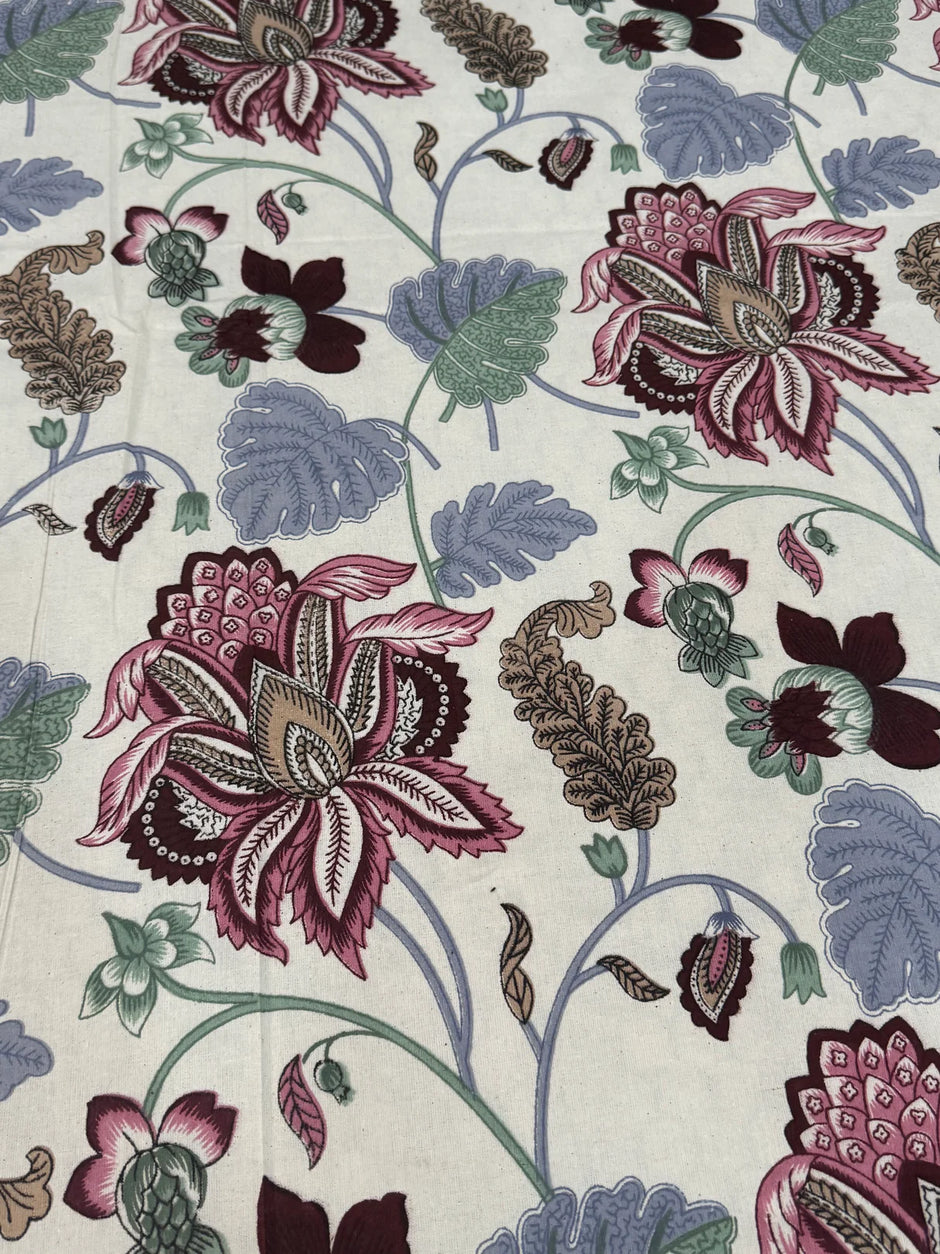 Rosewood Garden – Jumbo King Size Bedsheet (274 x 305 cm) | 100% Jaipuri Cotton | Includes 2 Pillow Covers