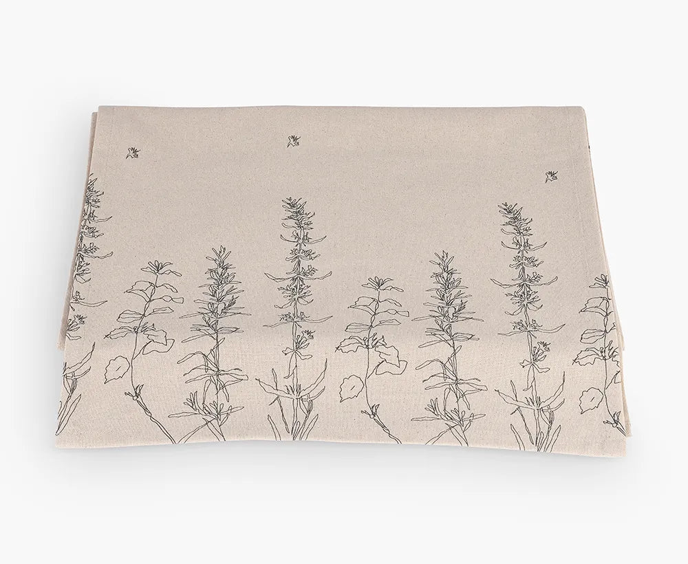 Bee Bloom Jaipuri Cotton Table Runner – 40x250 cm – Natural Elegance in Beige & Black
