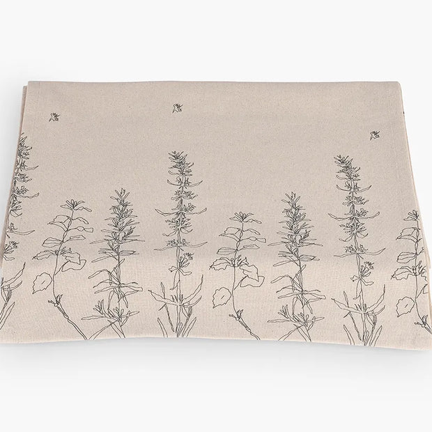 Bee Bloom Jaipuri Cotton Table Runner – 40x250 cm – Natural Elegance in Beige & Black
