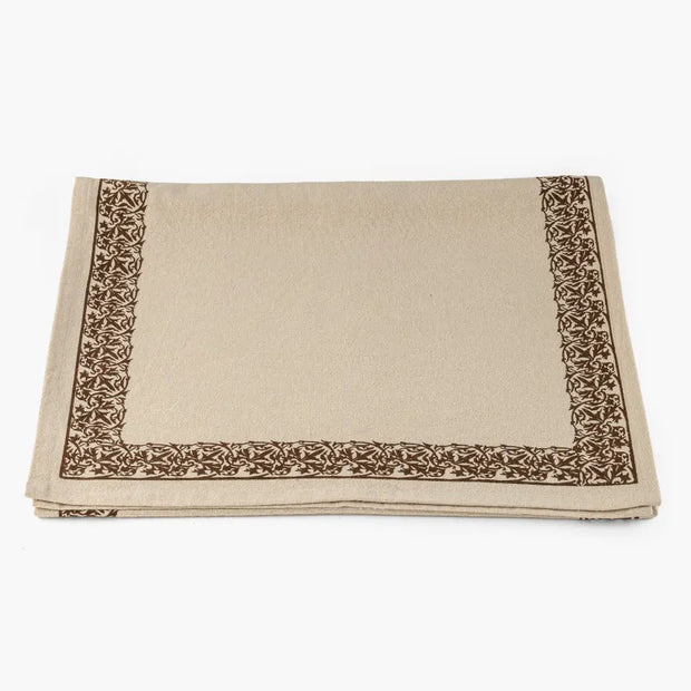 Amber Vine Jaipuri Cotton Table Runner – 40x300 cm – Classic Border Design in Warm Brown
