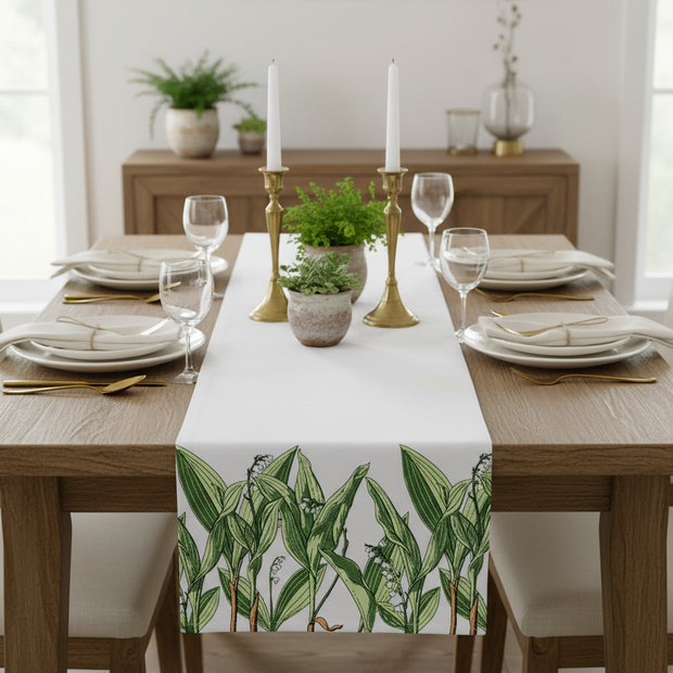 Green Jaipuri Cotton Table Runner – 40x250 cm – Nature-Inspired Handcrafted Elegance